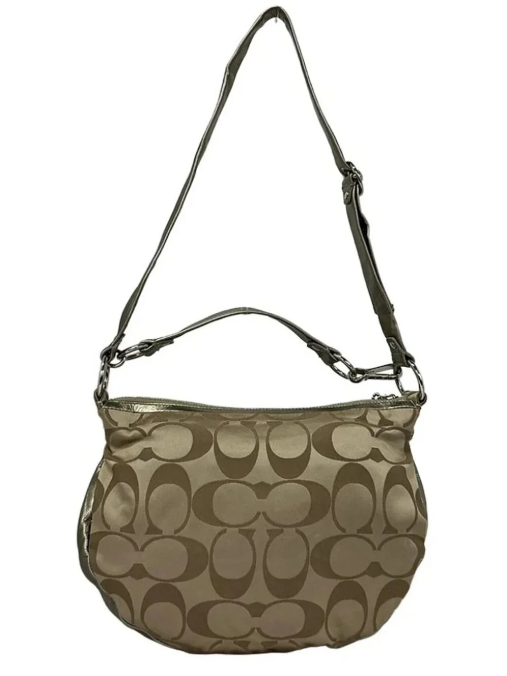 COACH Alicesignature Convertible Hobo Bag 13707 Dark Brown Beige Gold Jacquard